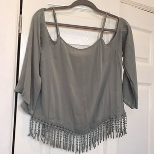 Mint green top with bell sleeve